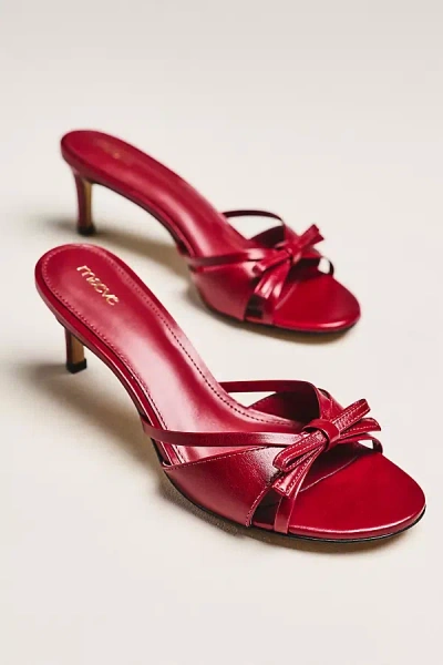 Maeve Leather Bow Mule Heels In Red