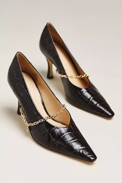 Maeve Leather Chain Pumps In Black
