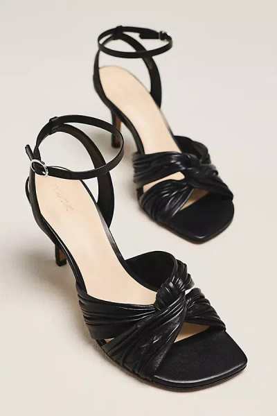 Maeve Leather Cross Ankle-strap Heeled Sandals In Black