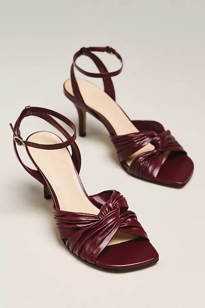 Maeve Leather Cross Ankle-strap Heeled Sandals In Red