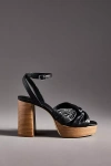 Maeve Leather Knot Platform Wood-bottom Sandals