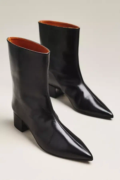Maeve Leather Pointed-toe Block Heel Boots In Black
