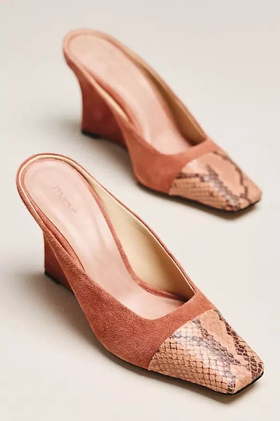 Maeve Leather Toe Cap Wedge Mules In Brown