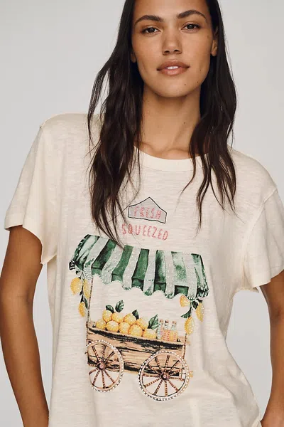 Maeve Lemonade Stand Graphic Tee In Beige