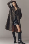 Maeve Leopard Wool Blend Coat Jacket In Brown
