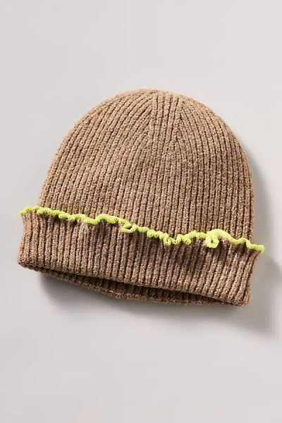 Maeve Lettuce Edge Beanie In Brown