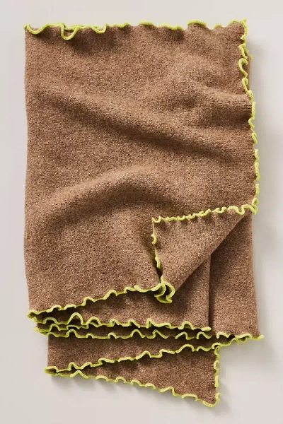 Maeve Lettuce Edge Scallop Scarf In Brown