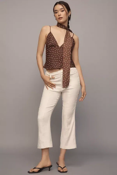 Maeve Linen 70s Slim Crop Pants In Brown