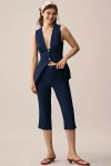 Maeve Linen Blend Capri Pants In Blue