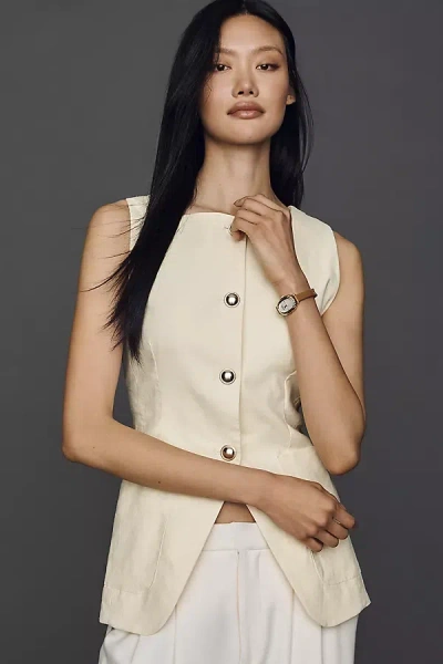 Maeve Linen Blend Cutaway Vest Jacket In Yellow