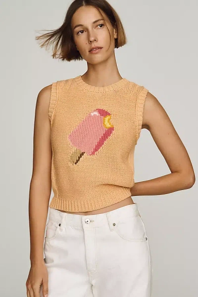 Maeve Linen Blend Icon Sweater Tank Top In Brown