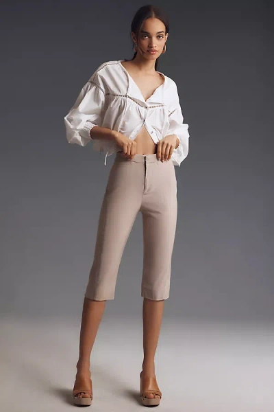 Maeve Linen-blend Slim Longline Bermuda Shorts In Beige