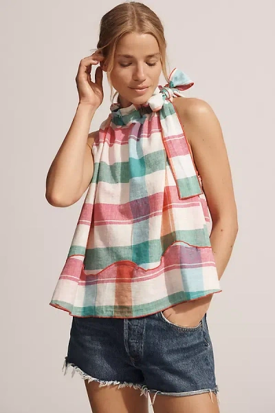Maeve Linen Blend Tie-neck Halter Top