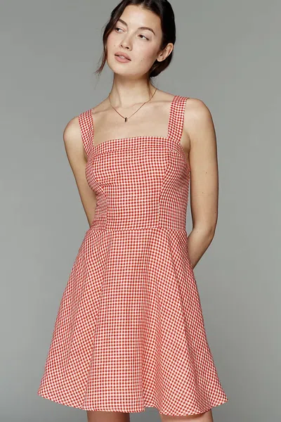 Maeve Linen Square-neck Mini Dress In Multi