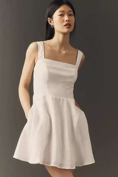 Maeve Linen Square-neck Mini Dress In White