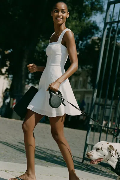 Maeve Linen Square-neck Mini Dress In White