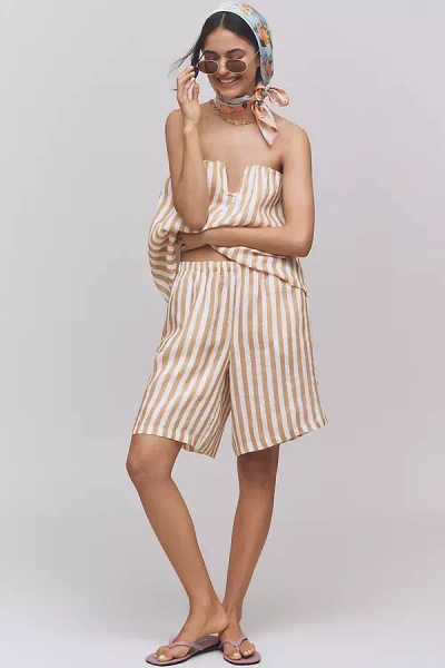 Maeve Linen Striped Bermuda Shorts