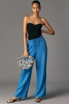 Maeve Linen Tie-front Pull-on Pants In Blue
