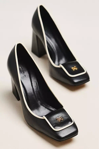 Maeve Logo Block Heels In Black