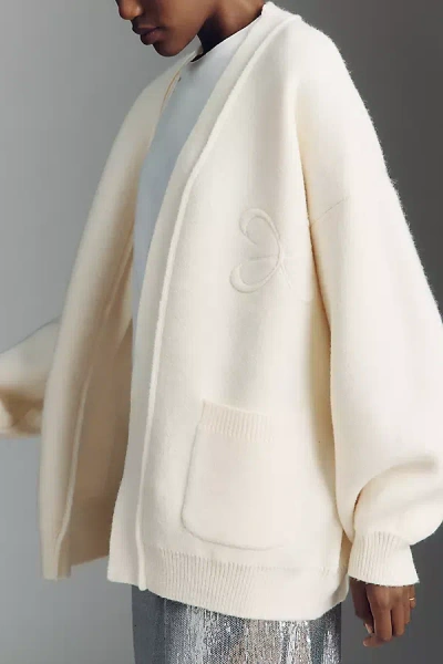 Maeve Logo Cardigan Sweater In Black