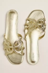 Maeve Logo Slide Sandals In Gold