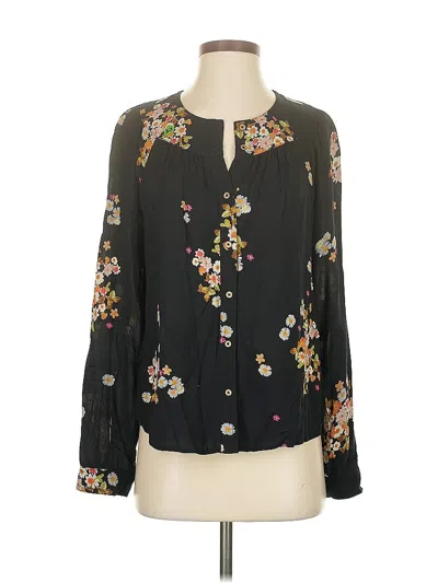 Pre-owned Maeve Long Sleeve Blouse In Black