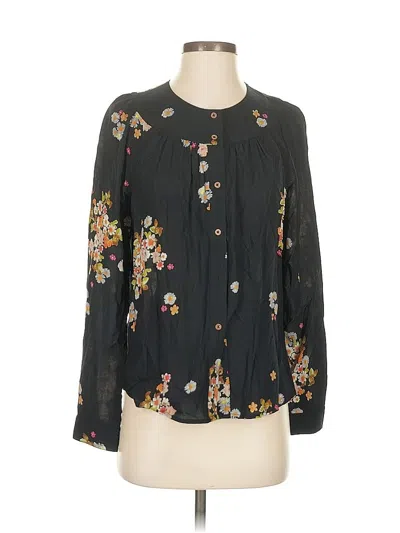 Pre-owned Maeve Long Sleeve Blouse In Black
