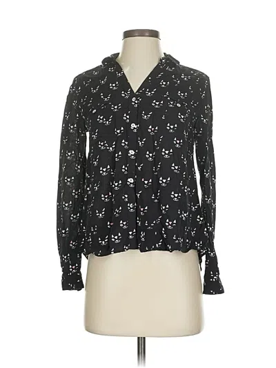 Pre-owned Maeve Long Sleeve Blouse In Black