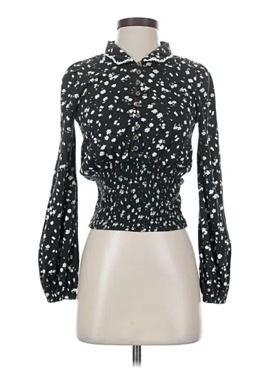 Pre-owned Maeve Long Sleeve Blouse In Black