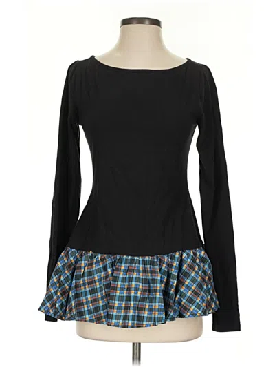 Pre-owned Maeve Long Sleeve Blouse In Black