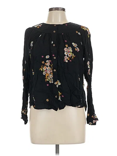 Pre-owned Maeve Long Sleeve Blouse In Black