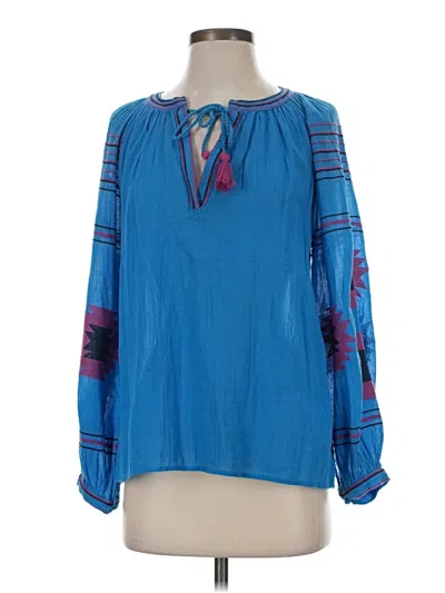 Pre-owned Maeve Long Sleeve Blouse In Blue
