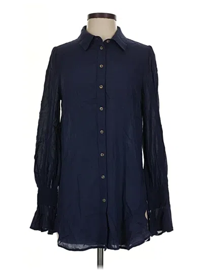 Pre-owned Maeve Long Sleeve Blouse In Blue