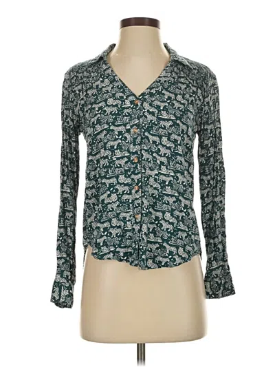 Pre-owned Maeve Long Sleeve Blouse In Green