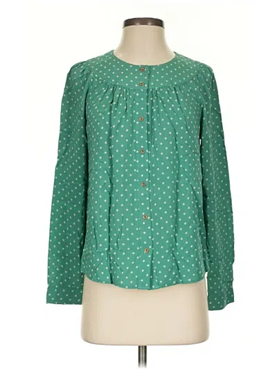 Pre-owned Maeve Long Sleeve Blouse In Green
