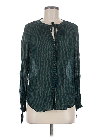 Pre-owned Maeve Long Sleeve Blouse In Green