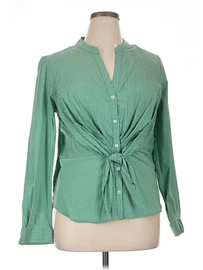 Pre-owned Maeve Long Sleeve Blouse In Green