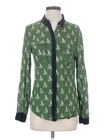 Pre-owned Maeve Long Sleeve Blouse In Green