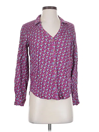 Pre-owned Maeve Long Sleeve Blouse In Purple