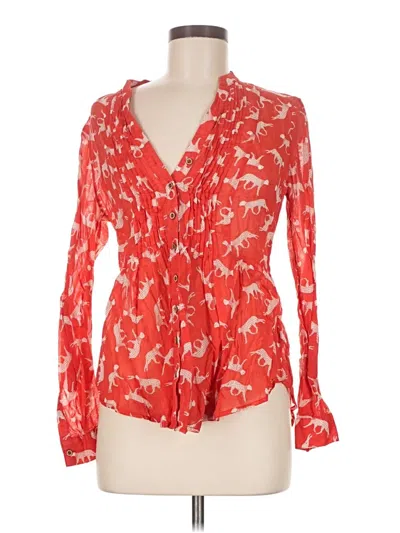 Pre-owned Maeve Long Sleeve Blouse In Red