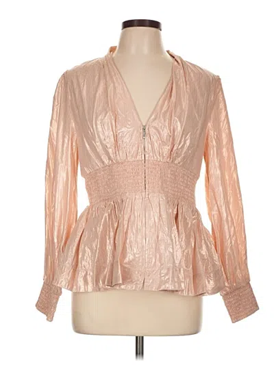 Pre-owned Maeve Long Sleeve Blouse In Tan