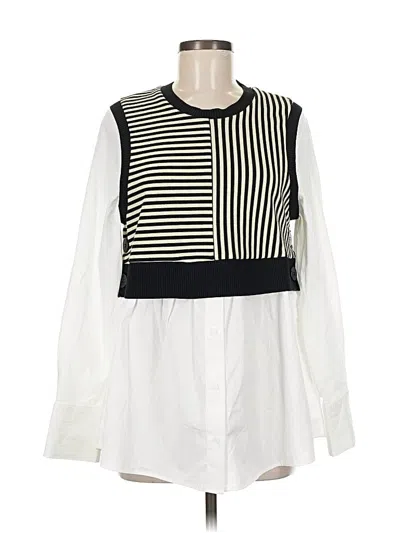 Pre-owned Maeve Long Sleeve Blouse In White