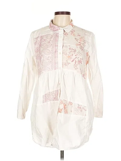 Pre-owned Maeve Long Sleeve Blouse In White