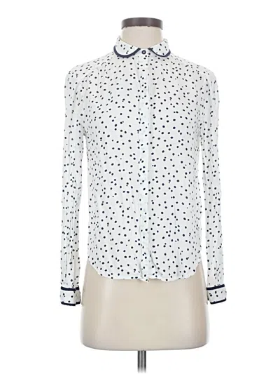 Pre-owned Maeve Long Sleeve Blouse In White