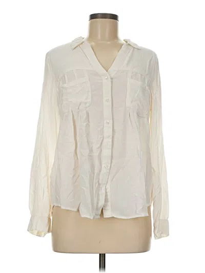 Pre-owned Maeve Long Sleeve Blouse In White