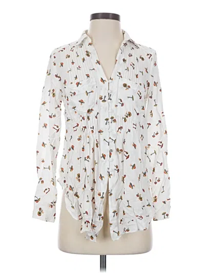 Pre-owned Maeve Long Sleeve Blouse In White