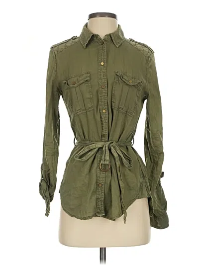 Pre-owned Maeve Long Sleeve Button Down Shirt In Green