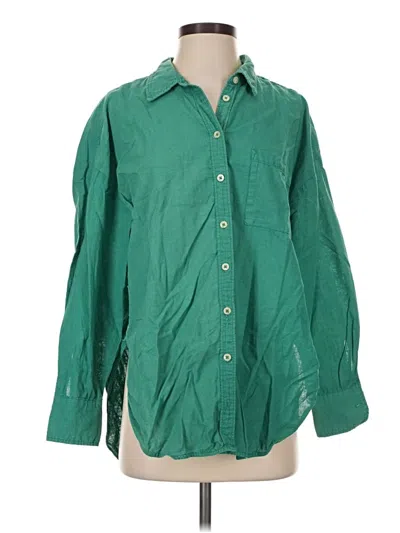 Pre-owned Maeve Long Sleeve Button Down Shirt In Green