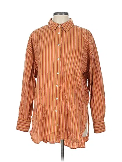 Pre-owned Maeve Long Sleeve Button Down Shirt In Orange