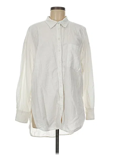 Pre-owned Maeve Long Sleeve Button Down Shirt In White